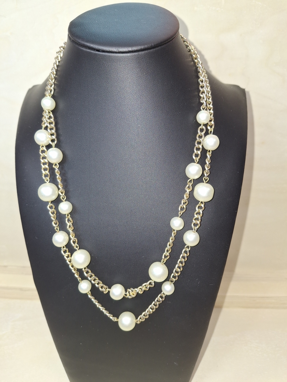 Gold-Tone Faux Pearl Station Layered Necklace